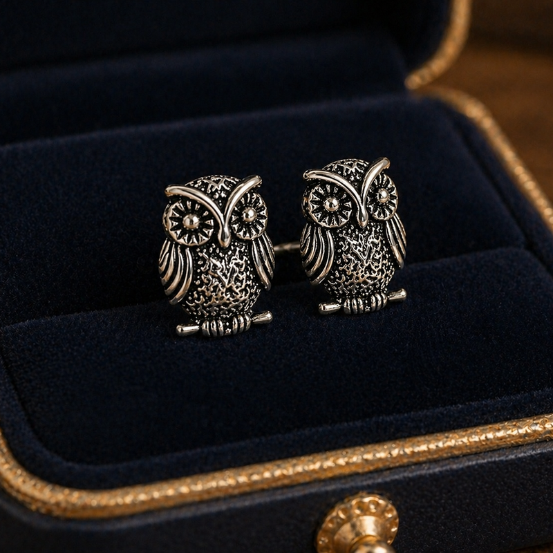 Antique Owl Stud Earrings