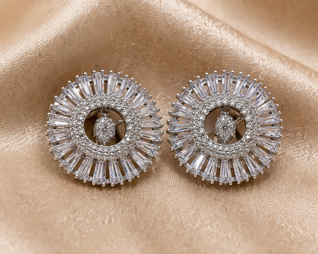 Sterling Silver Sunburst Stud Earrings
