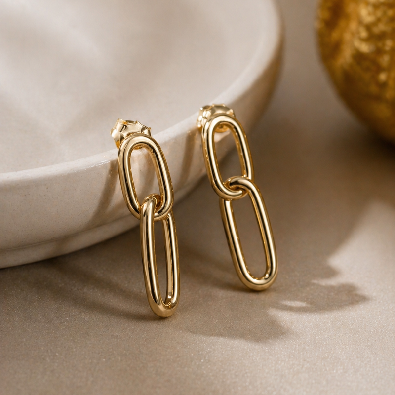 Geometric Link Drop Earrings