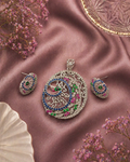 Multicolor Peacock Pendant Set