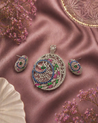 Multicolor Peacock Pendant Set