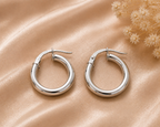 Thick Silver Hoop Earrings