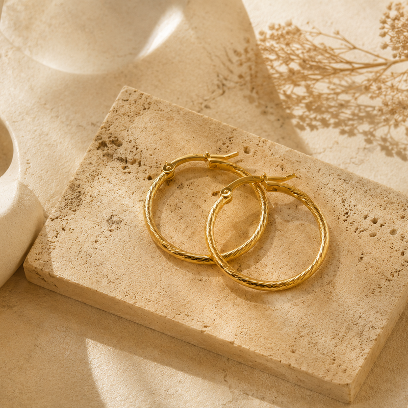 Textured Rose Gold Hoop Earrings