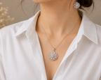 Silver Floral Pendant Set