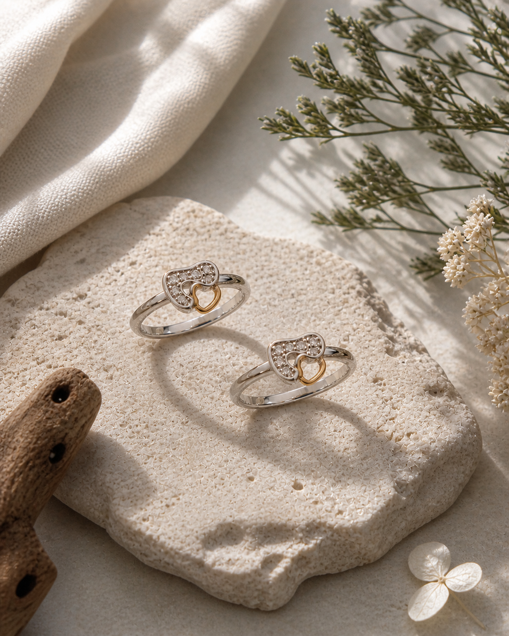 Crystal Heart Open Toe Ring