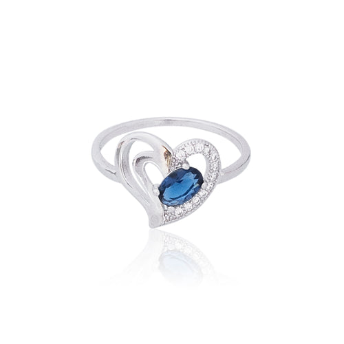 Blue Heart Silver Ring 925