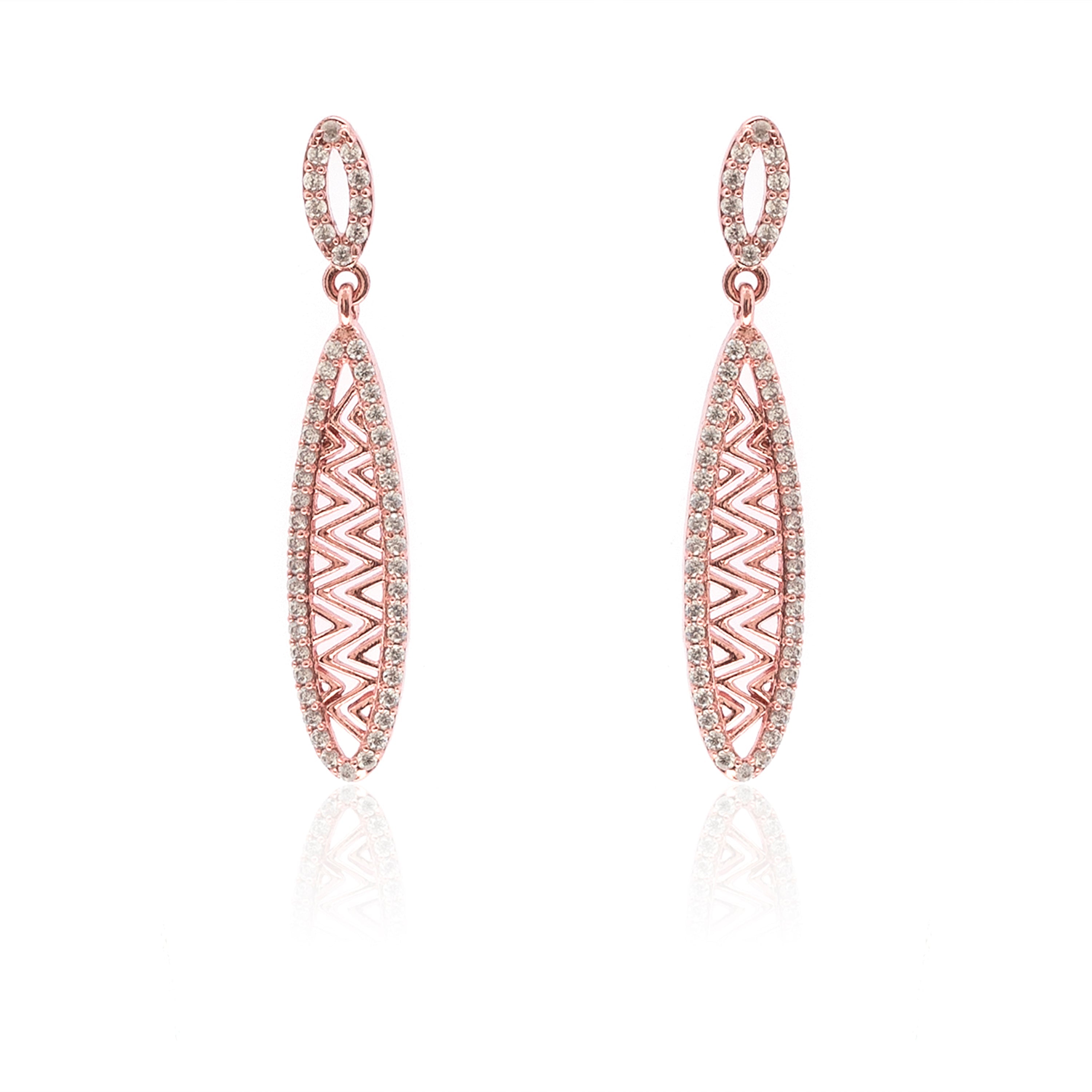 925 Sterling Silver Rose Gold Princess Earring