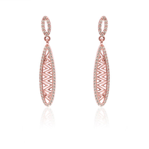 925 Sterling Silver Rose Gold Princess Earring