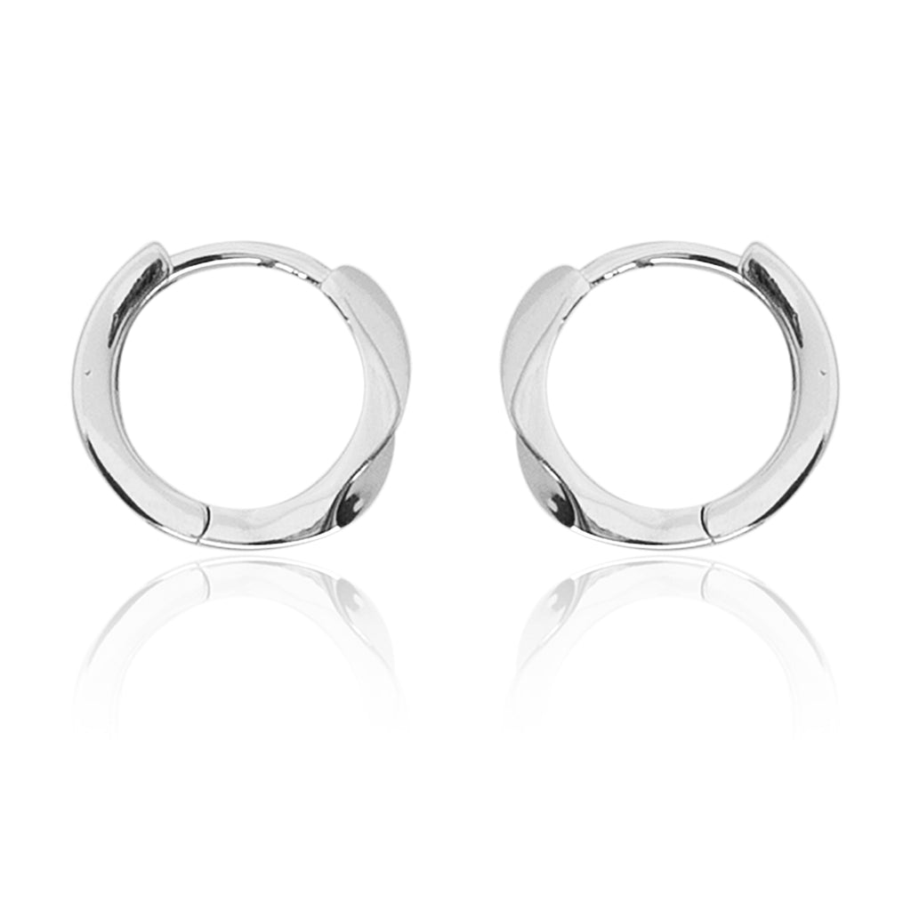Sterlyn Round Designer Bali Men Pure Sterling Silver Hoop Earrings