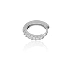 Sterling Silver(Chandi) Hoops Bali Earring pair With White American Diamond Cz Stone