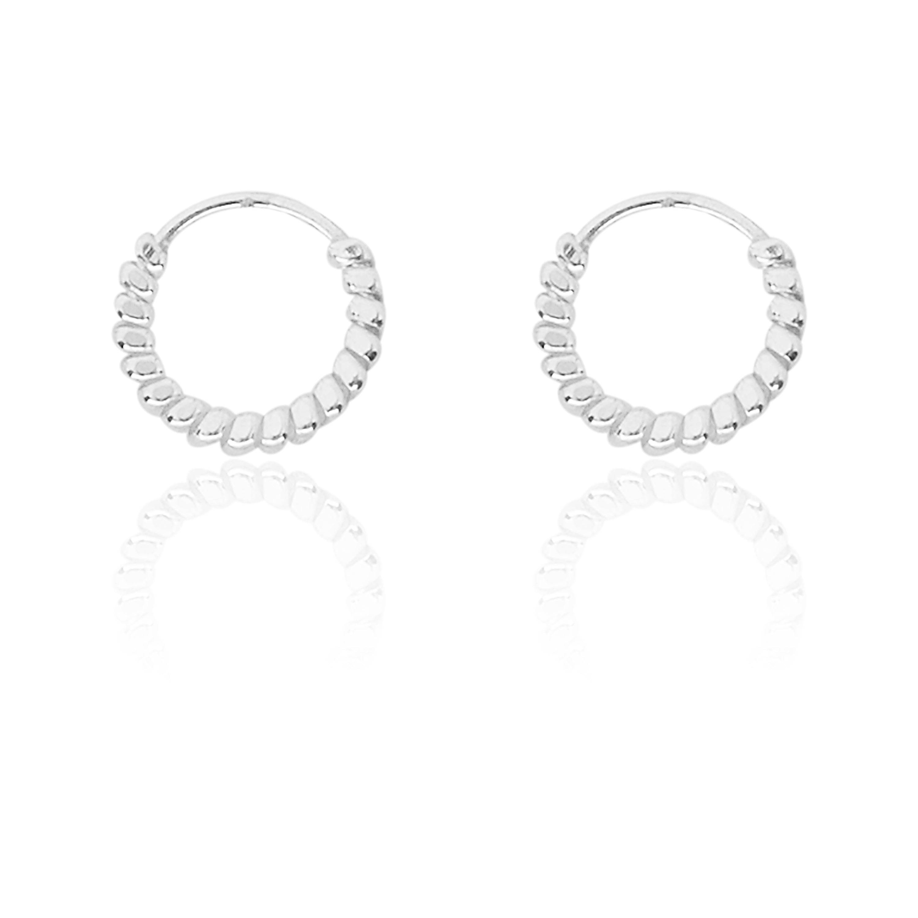 Nemichand Jewels 916 Silver tiny Ball Bali Earring for Men and Women