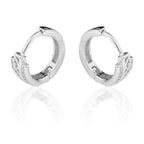 Earring Circle White Platinum Plated Zircon 916 Silver