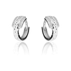 Earring Circle White Platinum Plated Zircon 916 Silver