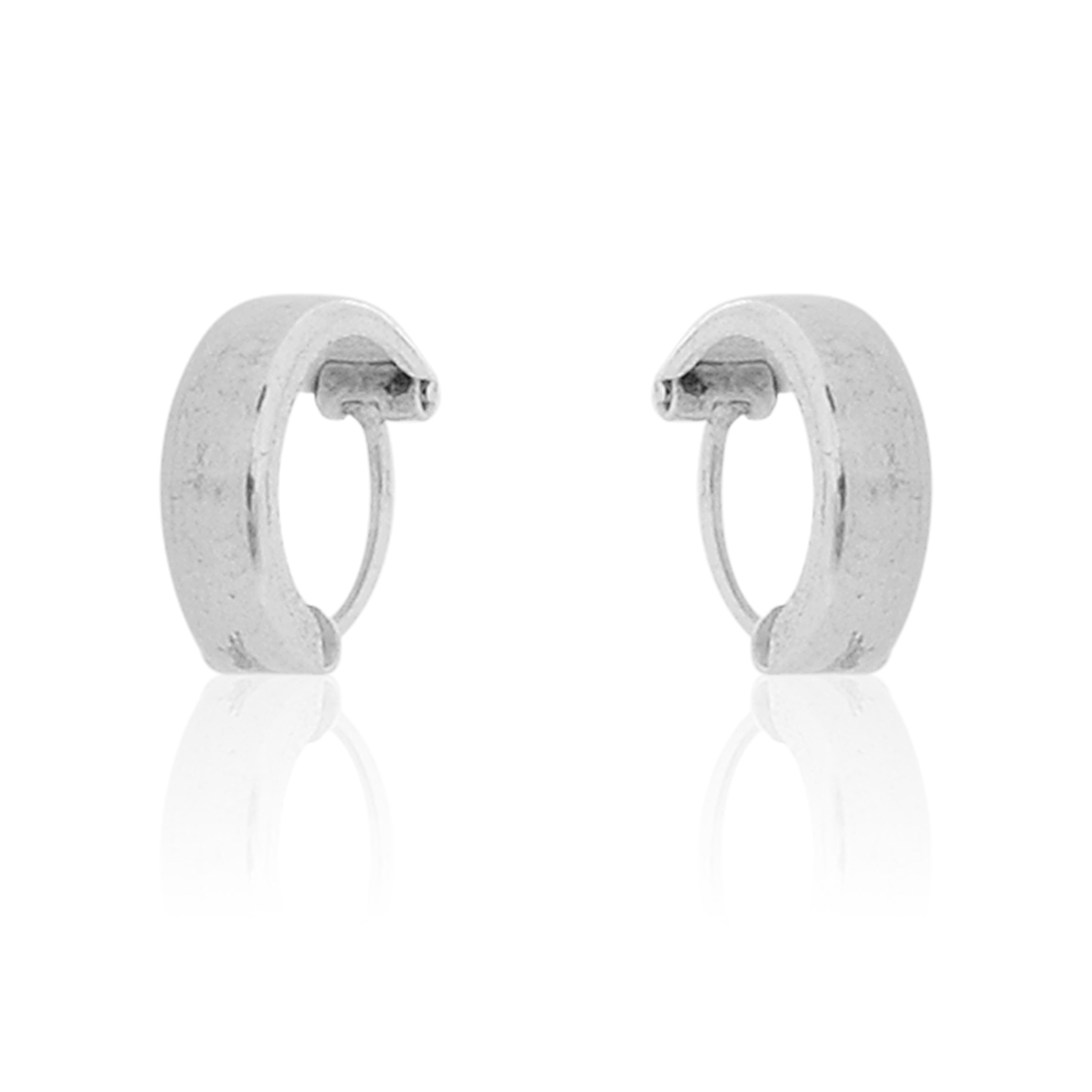 Stainless Steel Silver Plated Hoop Huggie Earring For Men Boys