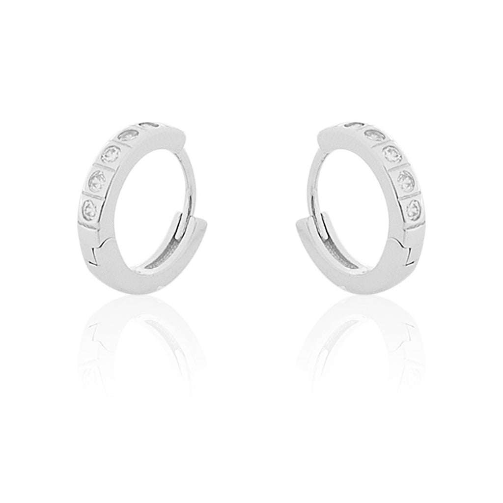 Peora Stainless Steel Silver Plated Hoop Huggie Earring For Men Boys