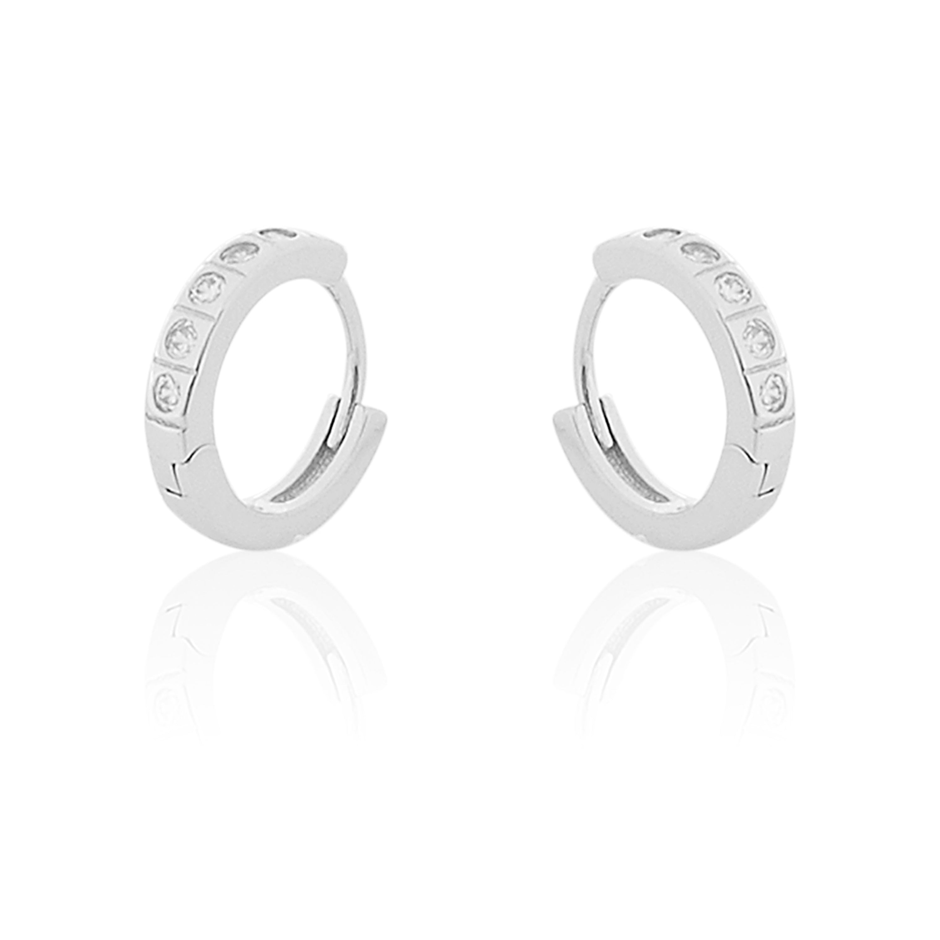 Peora Stainless Steel Silver Plated Hoop Huggie Earring For Men Boys