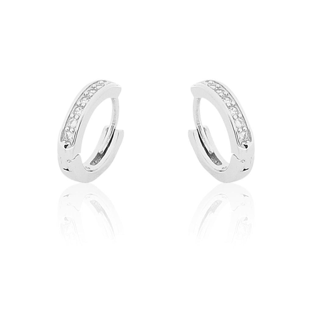 Peora Stainless Steel Silver Plated Hoop Huggie Earring For Men Boys