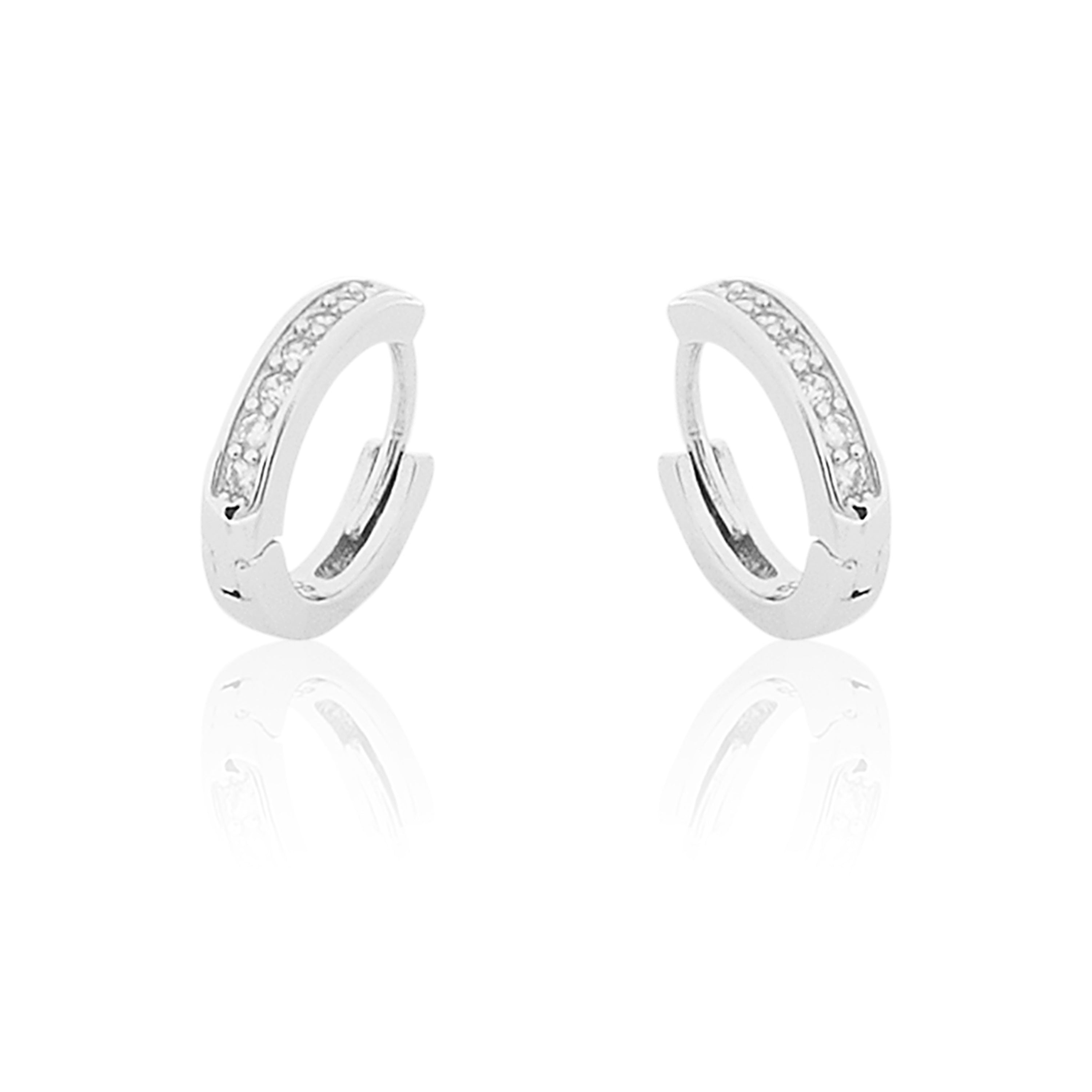Peora Stainless Steel Silver Plated Hoop Huggie Earring For Men Boys