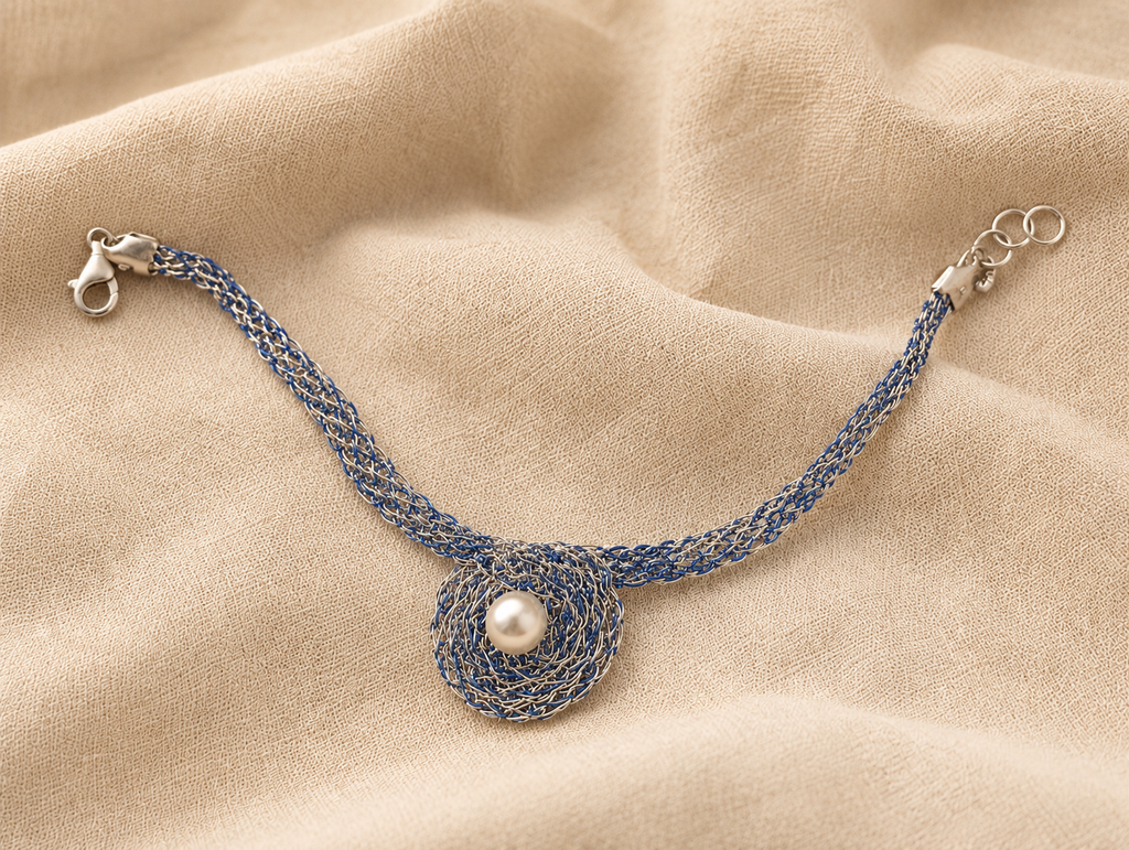 Blue Crystal Pearl Bracelet