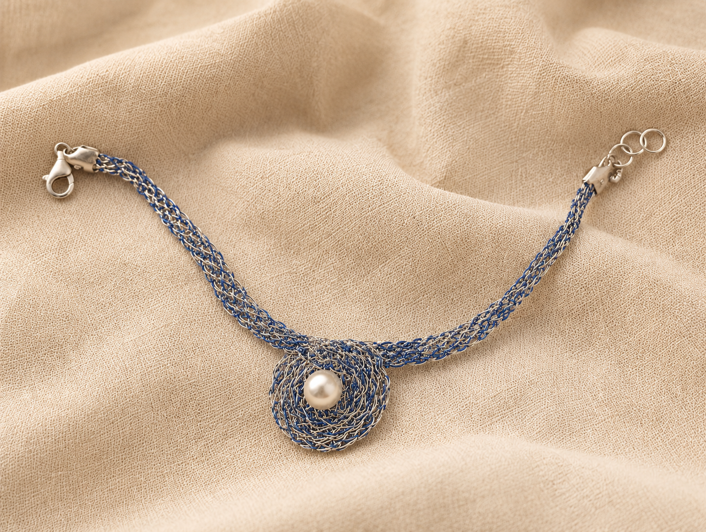 Blue Crystal Pearl Bracelet