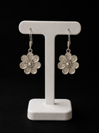 Floral Silver Drop Earrings
