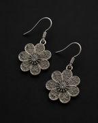 Floral Silver Drop Earrings