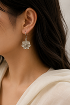 Floral Silver Drop Earrings