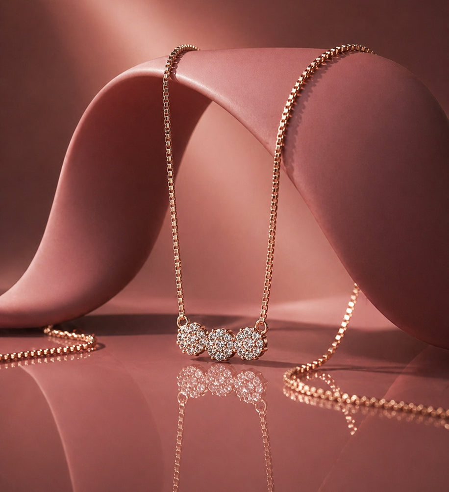 Floral Cluster Rose Gold Chain