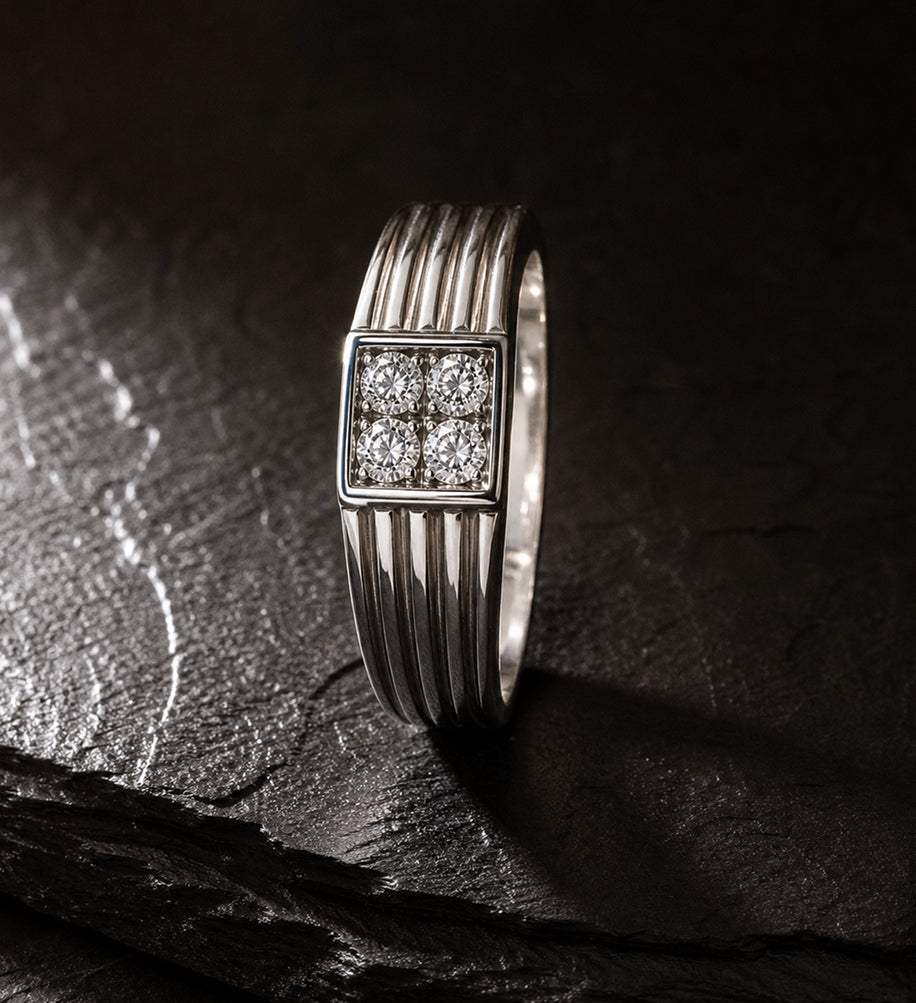 Textured Silver Band Ring