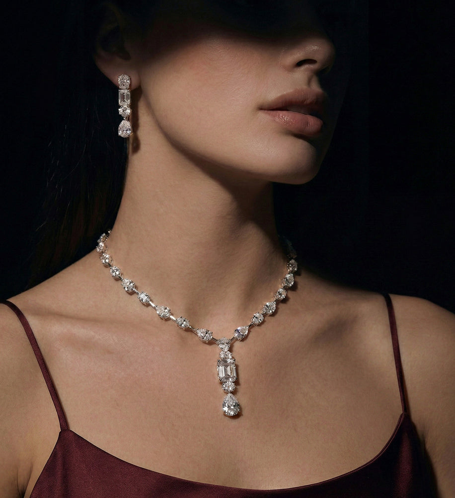 Luxury Crystal Drop Necklace Set