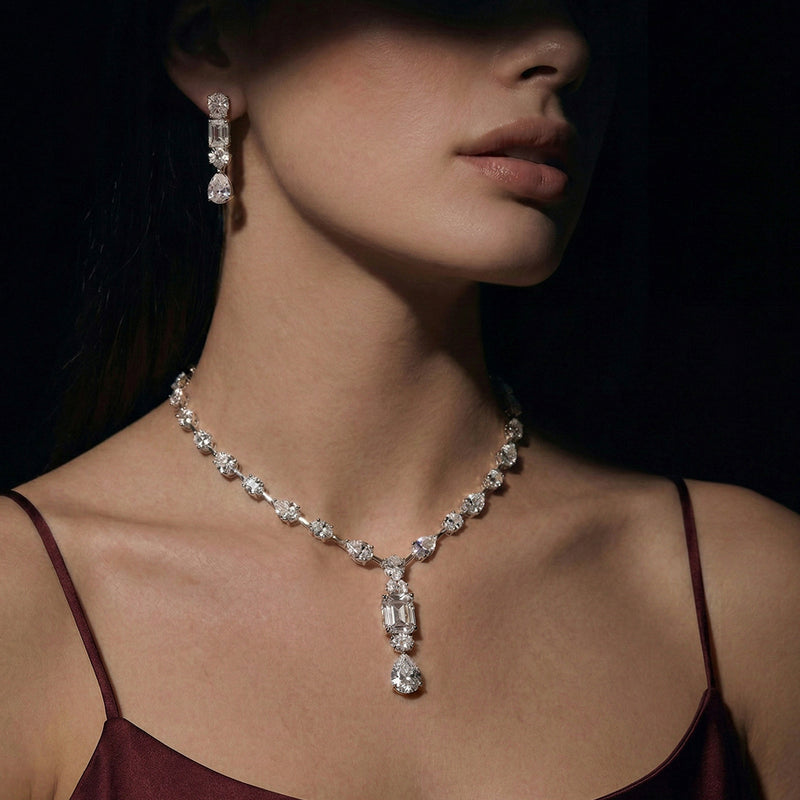 Luxury Crystal Drop Necklace Set