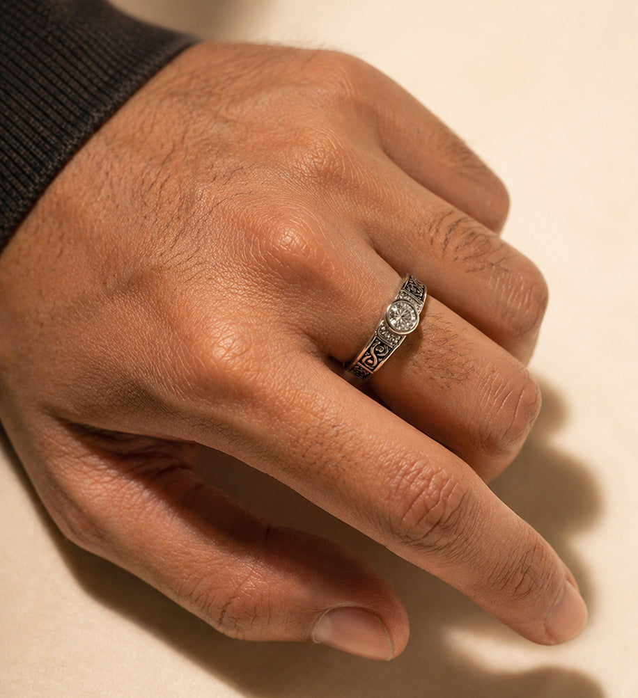 Classic Solitaire Crystal Ring