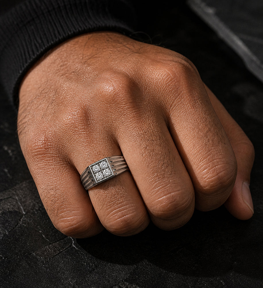 Textured Silver Band Ring
