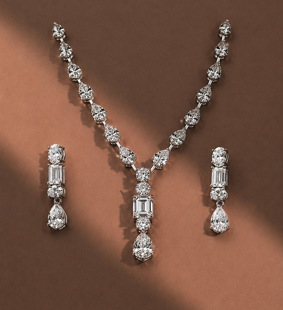Luxury Crystal Drop Necklace Set