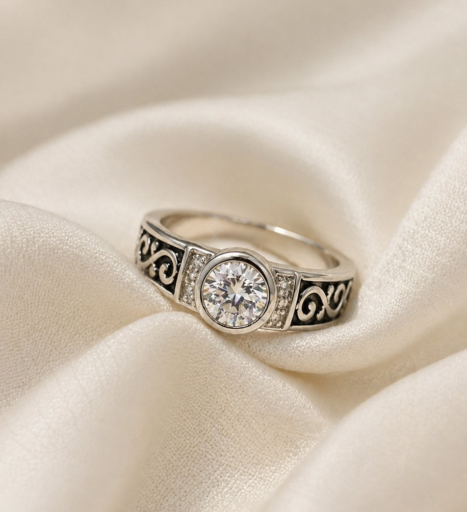 Classic Solitaire Crystal Ring