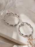 Twisted Silver Hoop Earrings