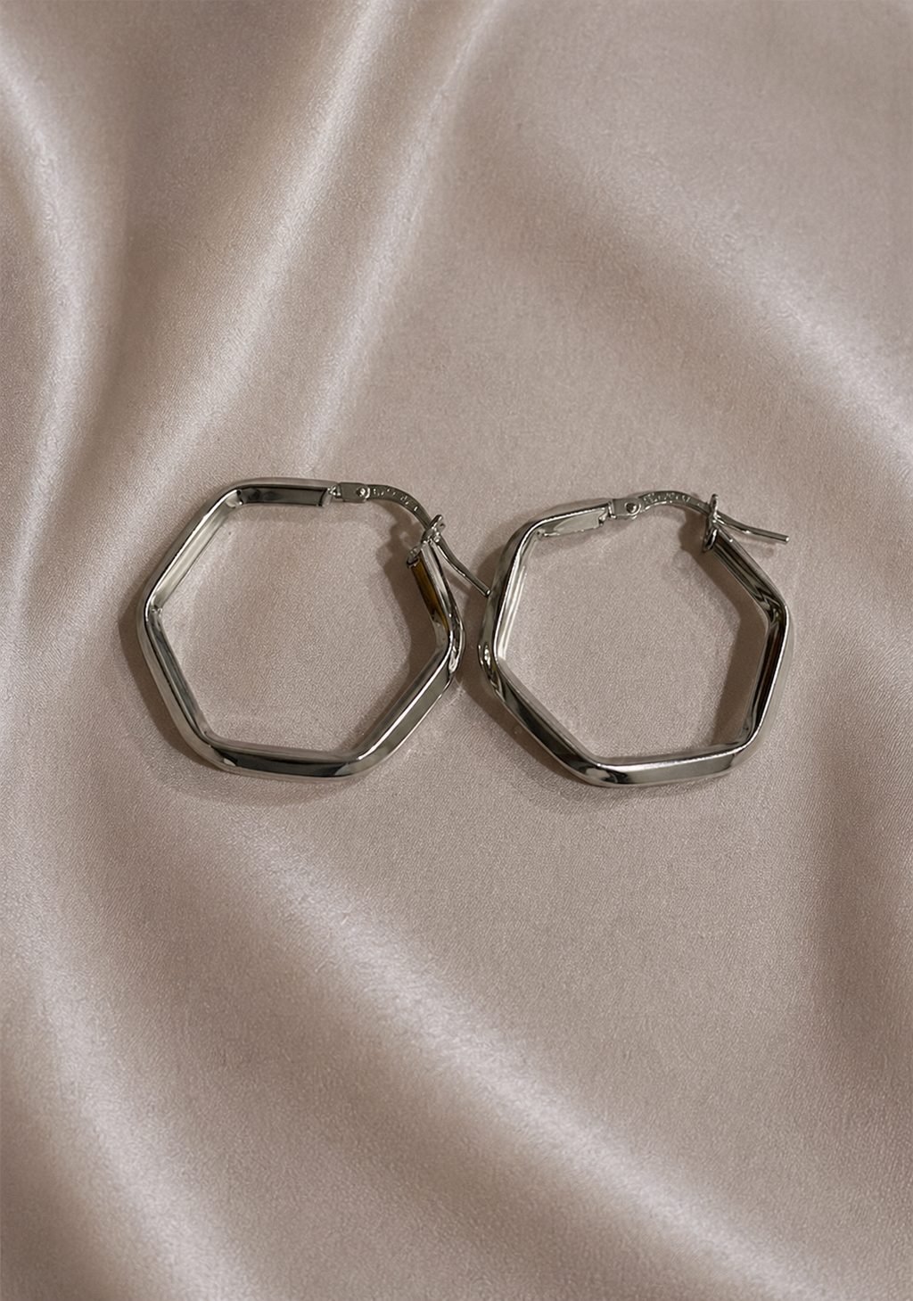 Geometric Silver Hoop Earrings