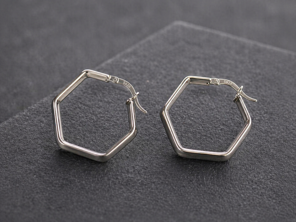 Geometric Silver Hoop Earrings