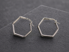 Geometric Silver Hoop Earrings