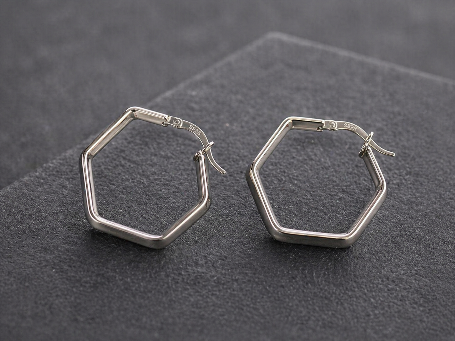Geometric Silver Hoop Earrings