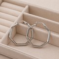 Geometric Silver Hoop Earrings