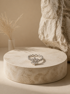 Floral Crystal Silver Ring
