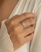 Floral Crystal Silver Ring
