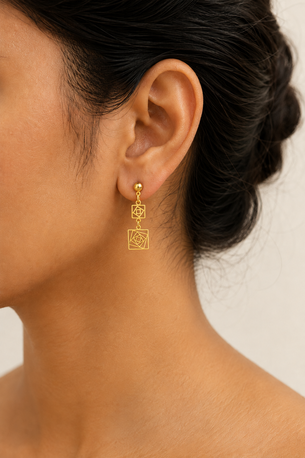 Gold Geometric Drop Earrings
