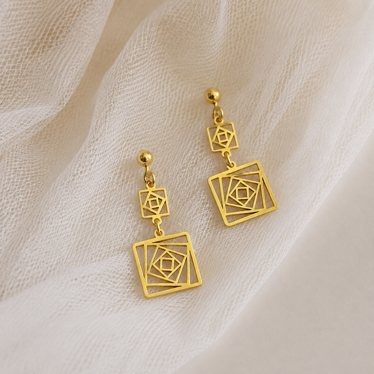 Gold Geometric Drop Earrings