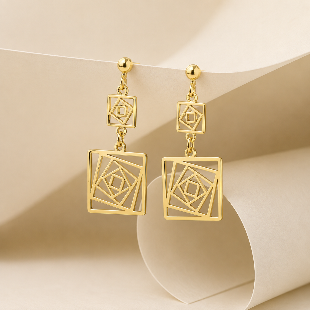 Gold Geometric Drop Earrings