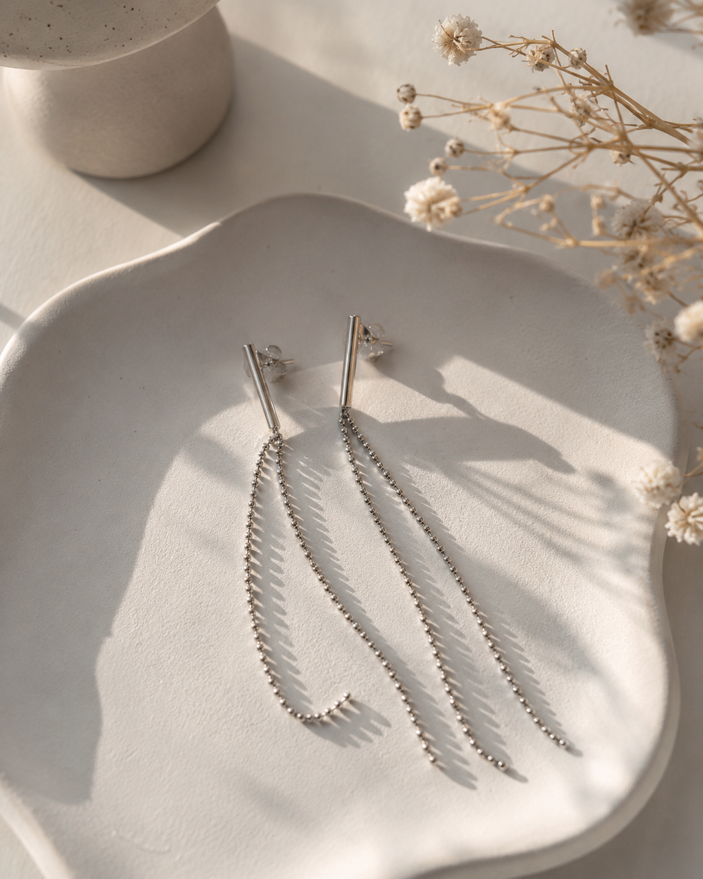 Silver Tassel Drop Earrings