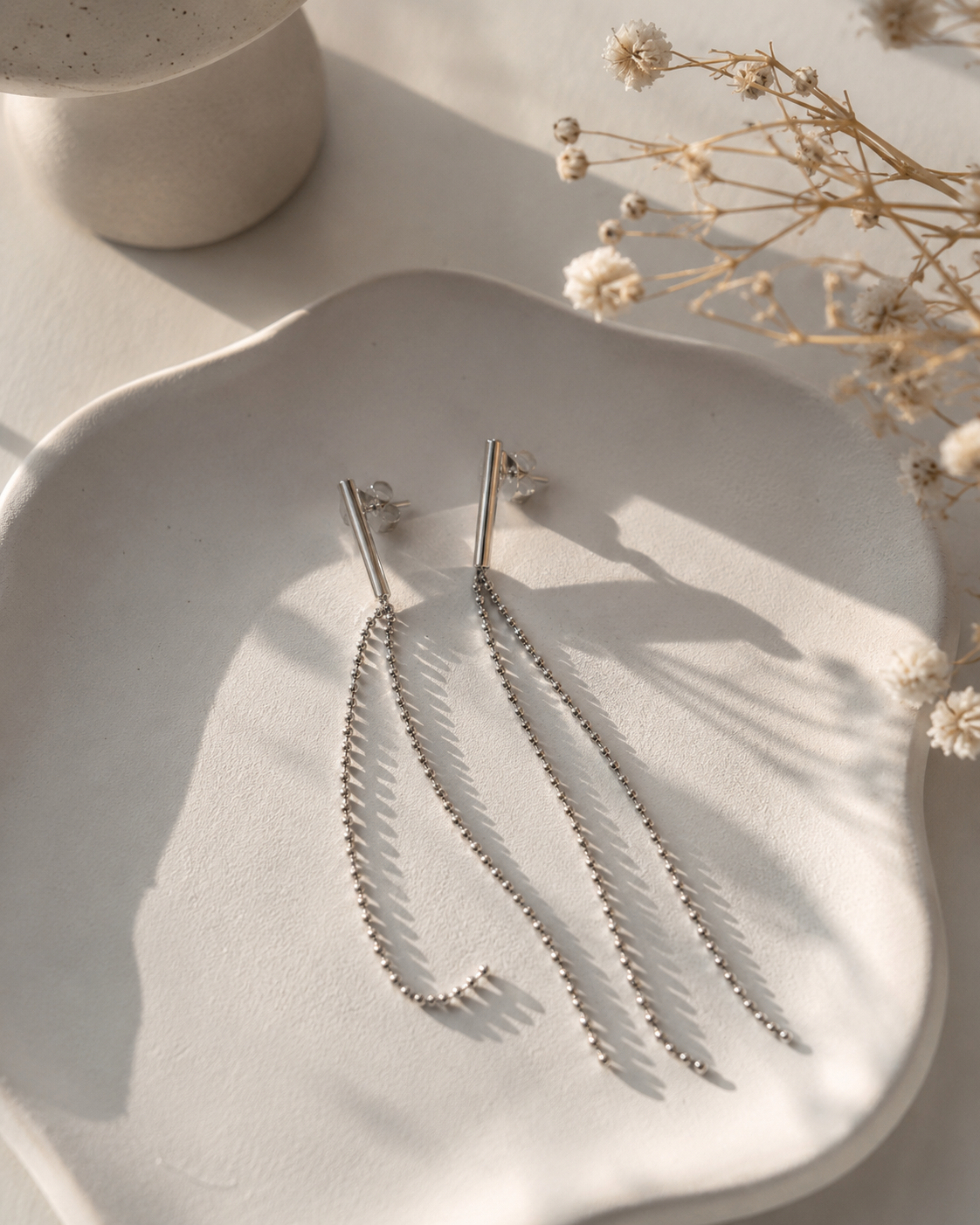 Silver Tassel Drop Earrings