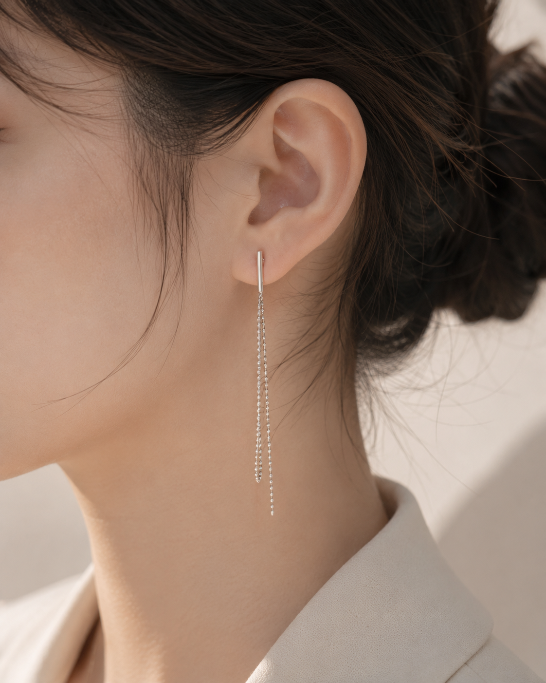 Silver Tassel Drop Earrings