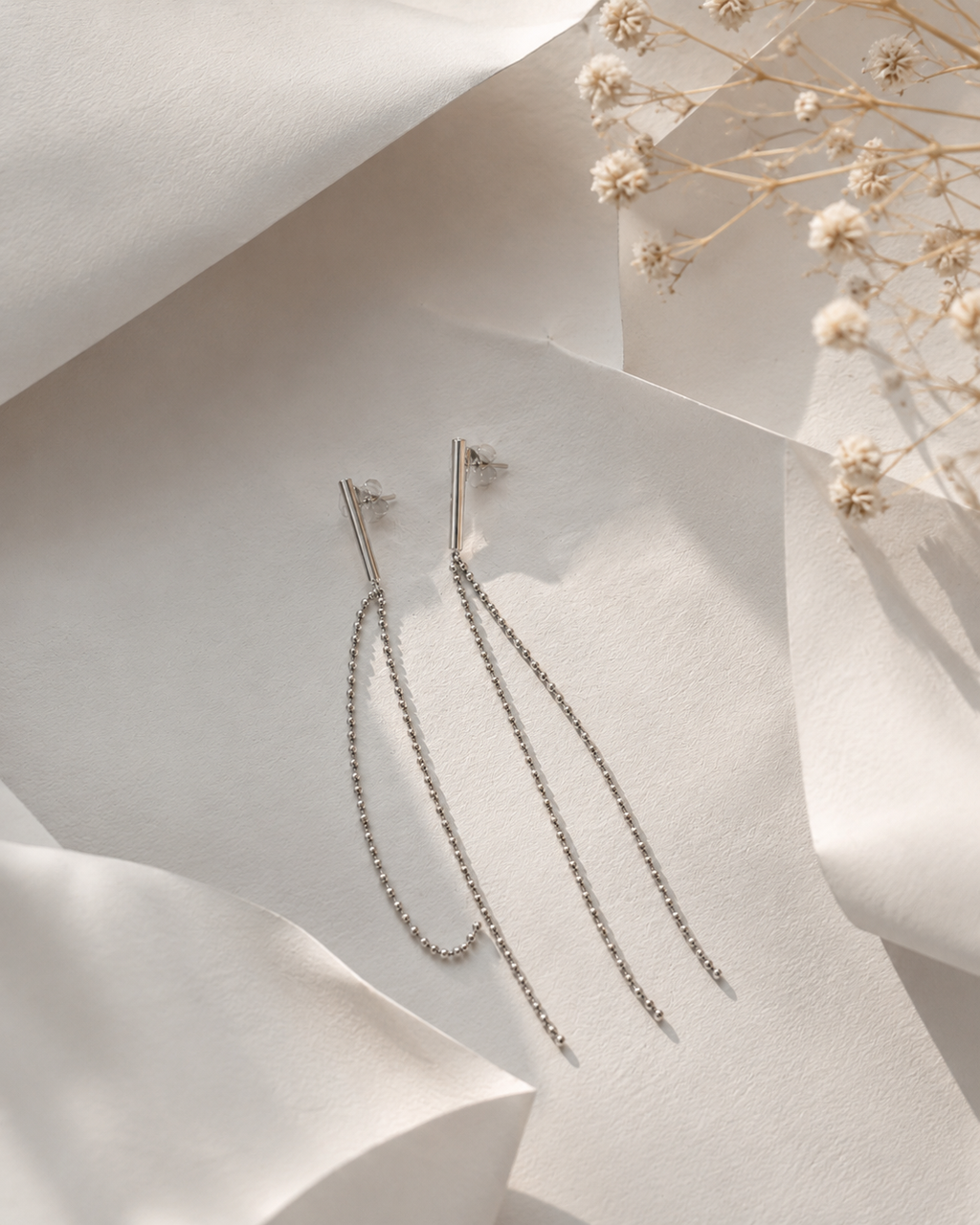 Silver Tassel Drop Earrings